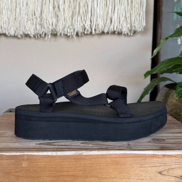 Teva Black Universal Flatform Gorpcore Sporty Festival Platform Sandal Size 10 - Picture 5 of 14
